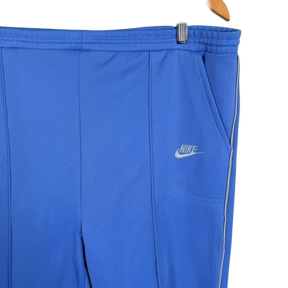 Vintage 70s Nike Track Pants Mens 2XL Blue‎ Stitched Crease Side Stripe